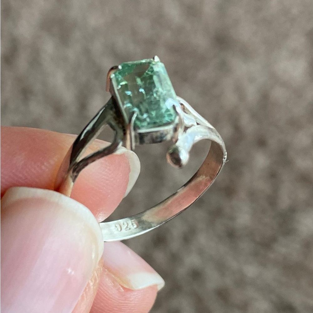 Handmade Beautiful Natural Sky Blue Tourmaline Gemstone Pure 925 Silver Ring - Picture 4 of 5